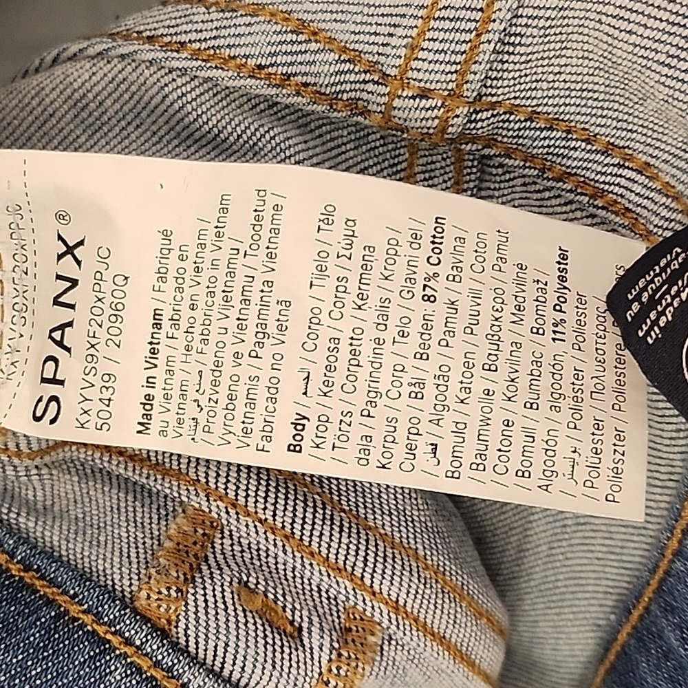 SPANX JEANS High-Rise Flare Authentic Blue Meduim Blue Strechable Pants Size XL - Picture 16 of 16